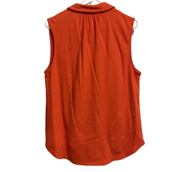 Lucky Brand Women’s Button Down Tank Top Orange Collared - Picture 2 of 9